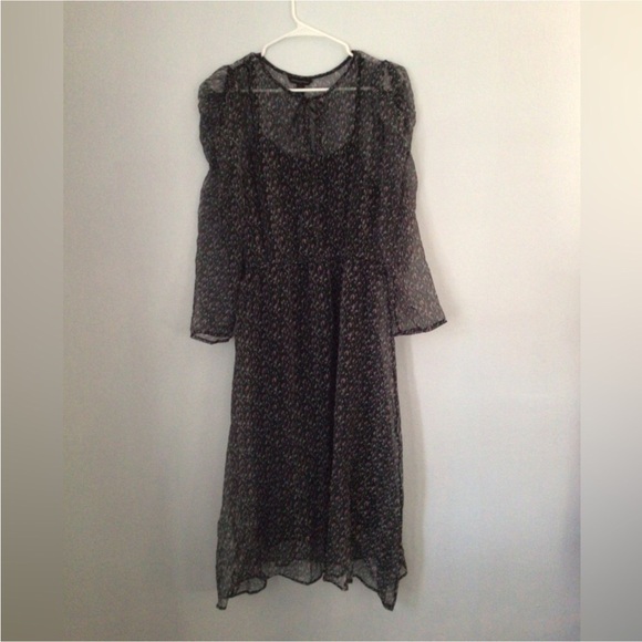 Banana Republic Woman’s Tea Length Black/Multicolored Dress. Size Large. - Picture 2 of 7